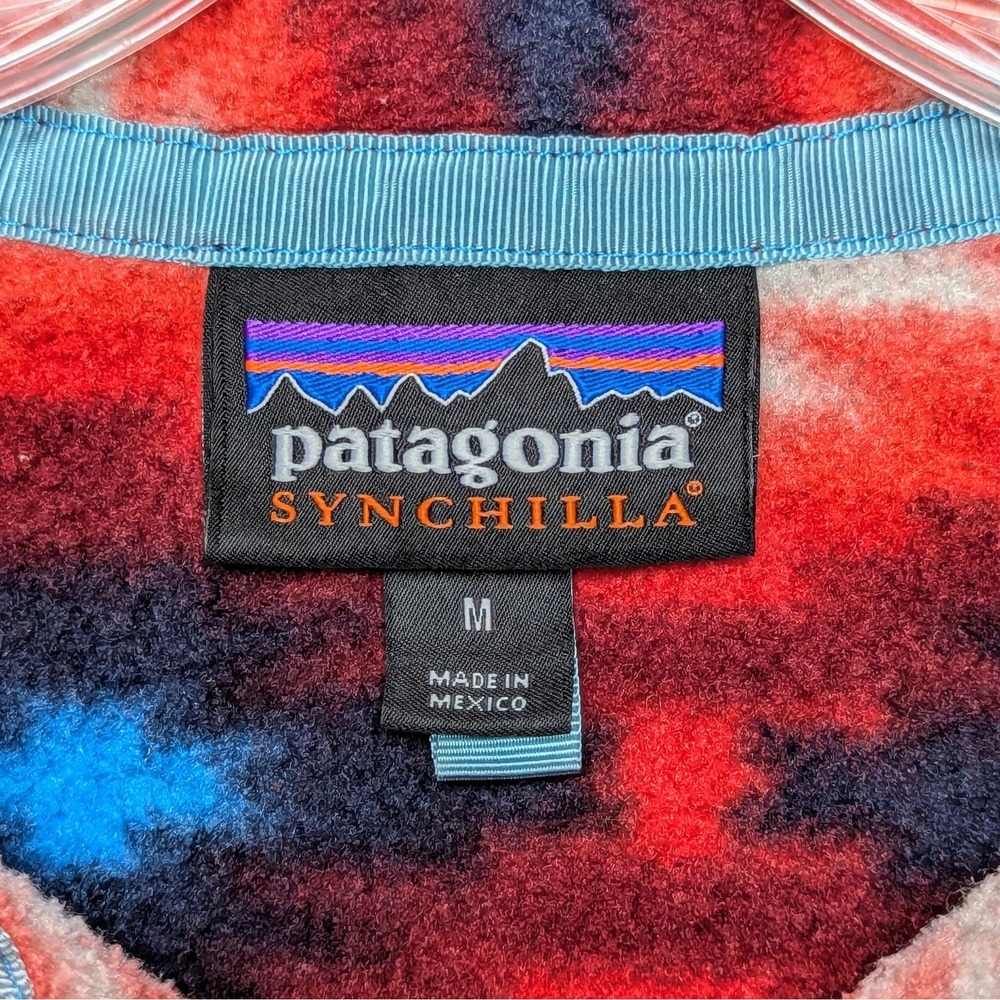 Patagonia Womens Synchilla Snap T Fleece Pullover Red Wild Desert Aztec Medium - Picture 4 of 8